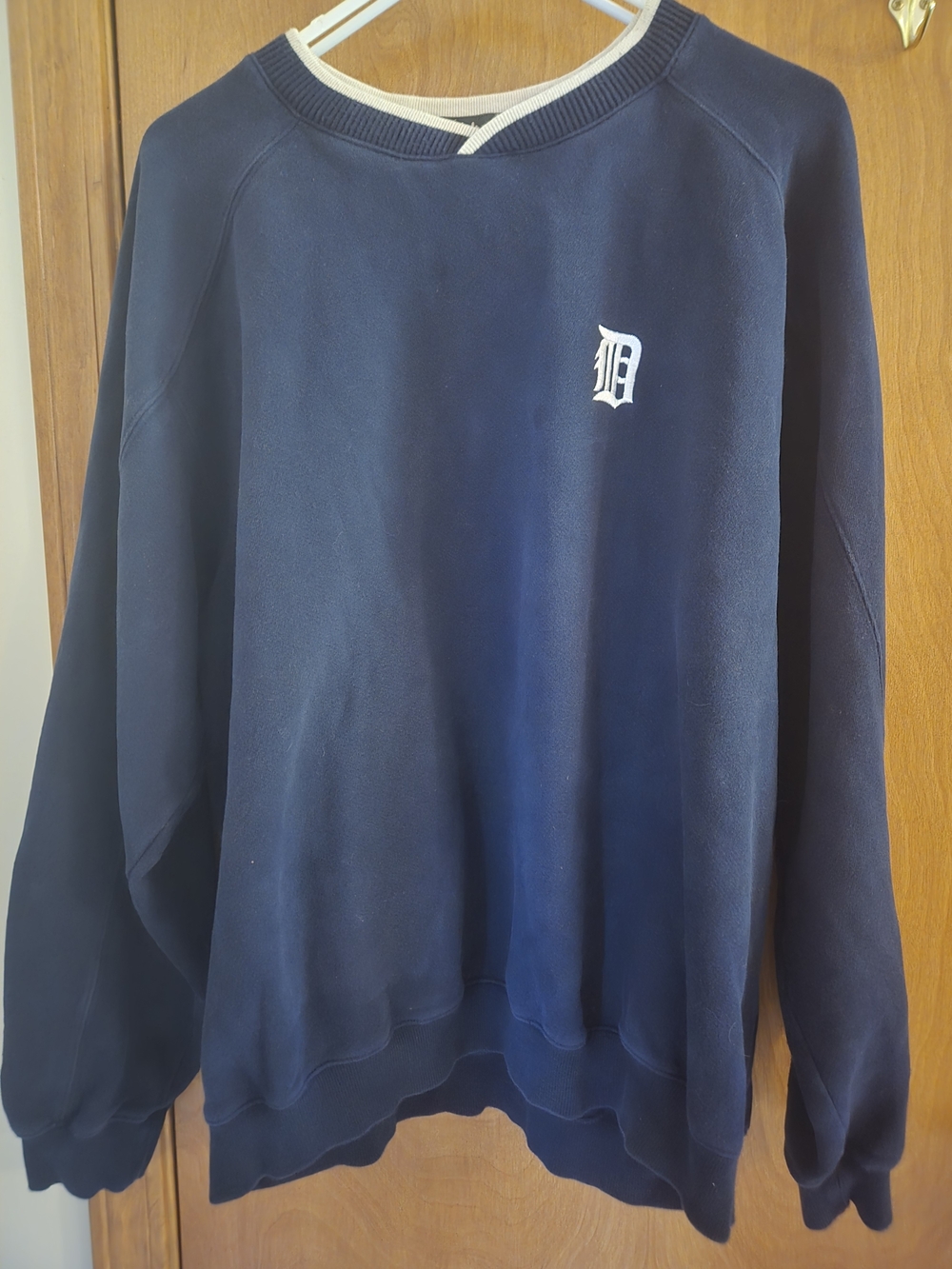 Detroit Tigers Vintage Navy Fleece Mens XL Embroidered Sweatshirt